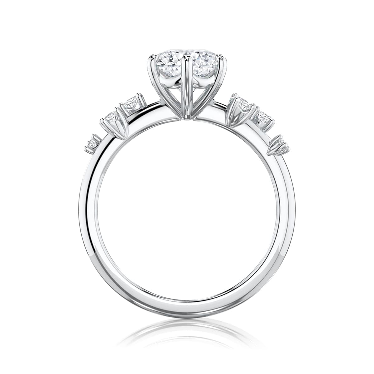 Twilight White Gold Round Diamond Engagement Ring with Side Stones