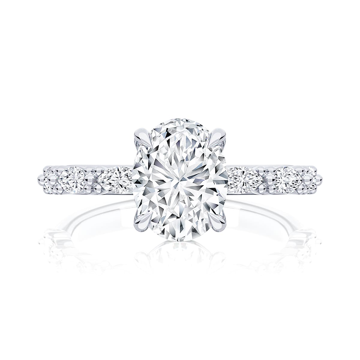 Oval Diamond Engagement Ring with Side Stones in Platinum | Anadem