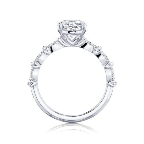 Oval Diamond Engagement Ring with Side Stones in Platinum | Anadem