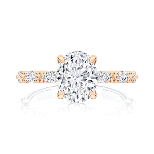 Oval Diamond Engagement Ring with Side Stones in Rose Gold | Anadem