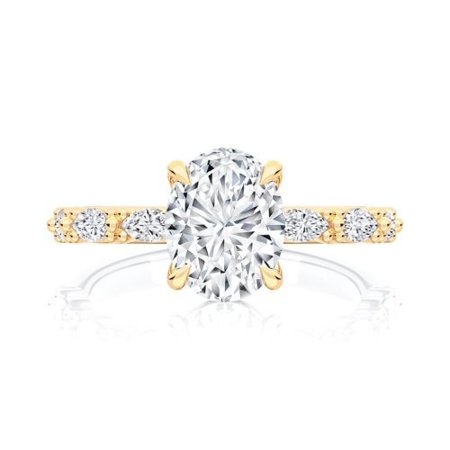 Oval Diamond Engagement Ring with Side Stones in Yellow Gold | Anadem