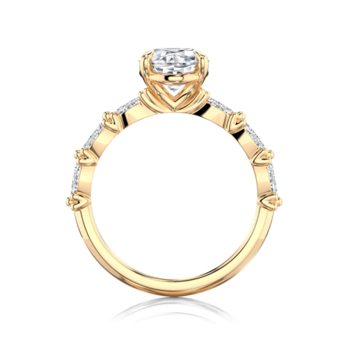 Oval Diamond Engagement Ring with Side Stones in Yellow Gold | Anadem