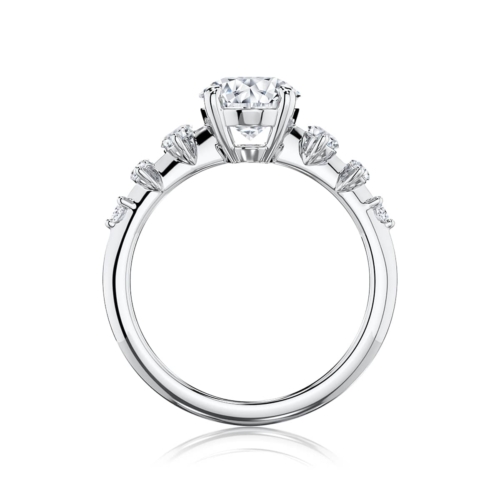 Oval Diamond Engagement Ring with Side Stones in Platinum | Astrid