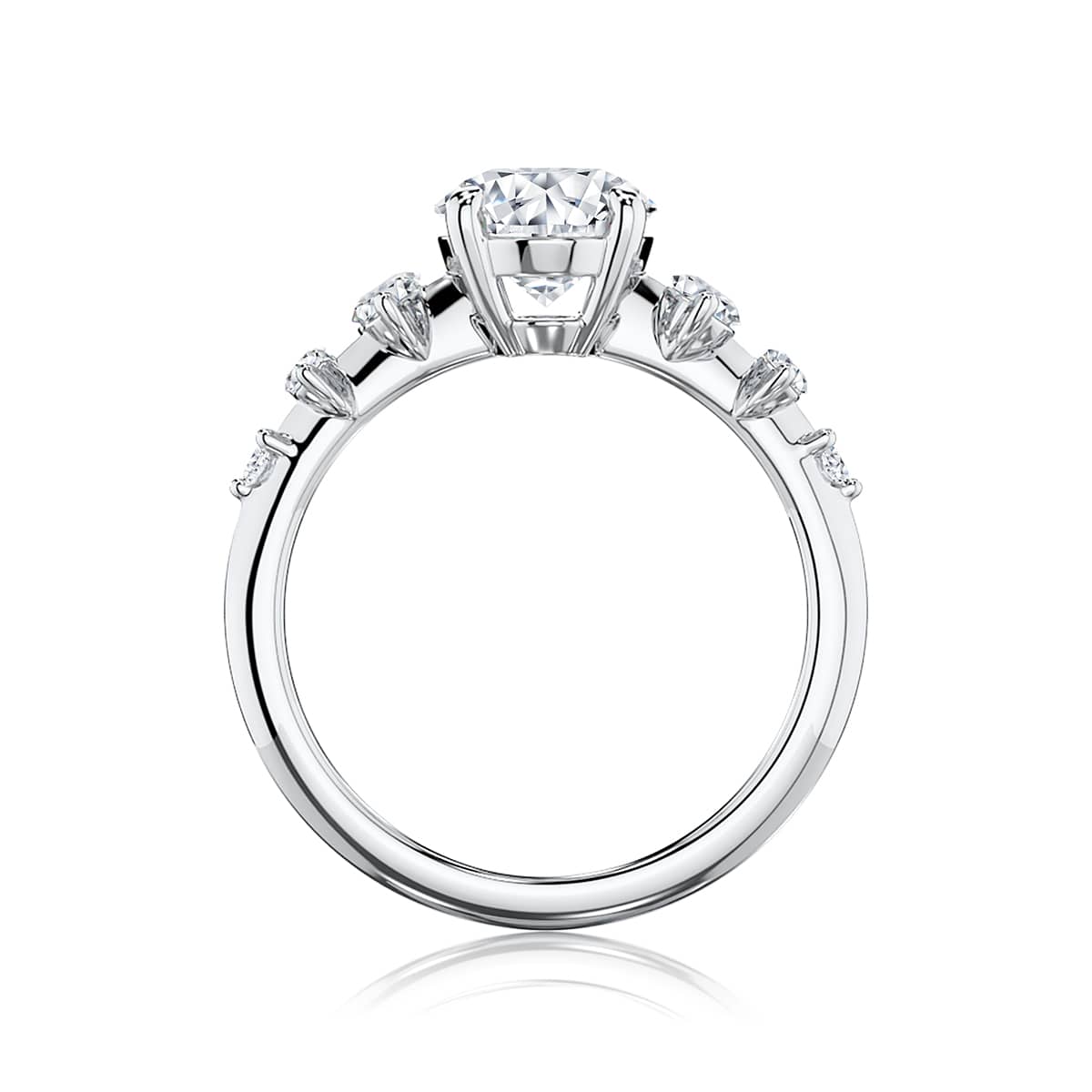 Oval Diamond Engagement Ring with Side Stones in Platinum | Astrid