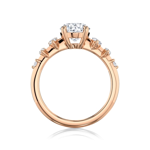 Oval Diamond Engagement Ring with Side Stones in Rose Gold | Astrid