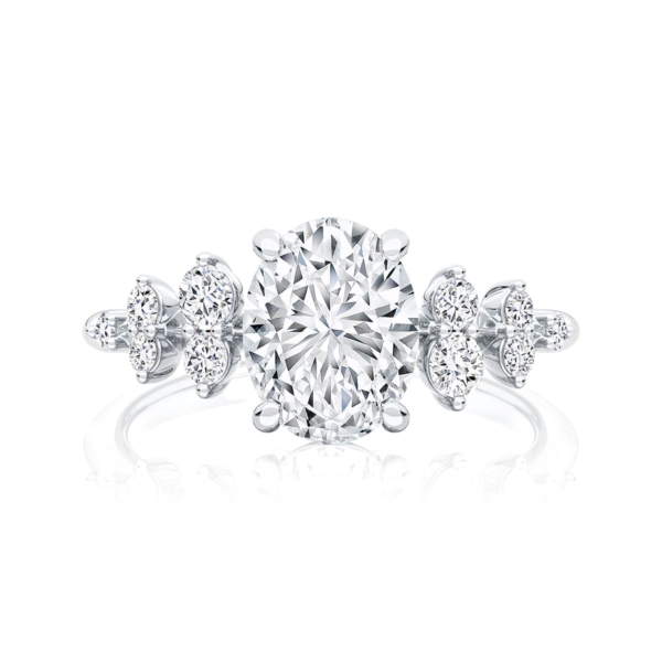 Oval Diamond Engagement Ring with Side Stones in White Gold | Astrid