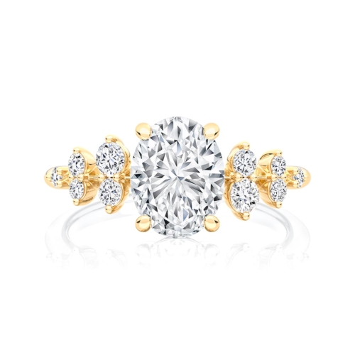 Oval Diamond Engagement Ring with Side Stones in Yellow Gold | Astrid