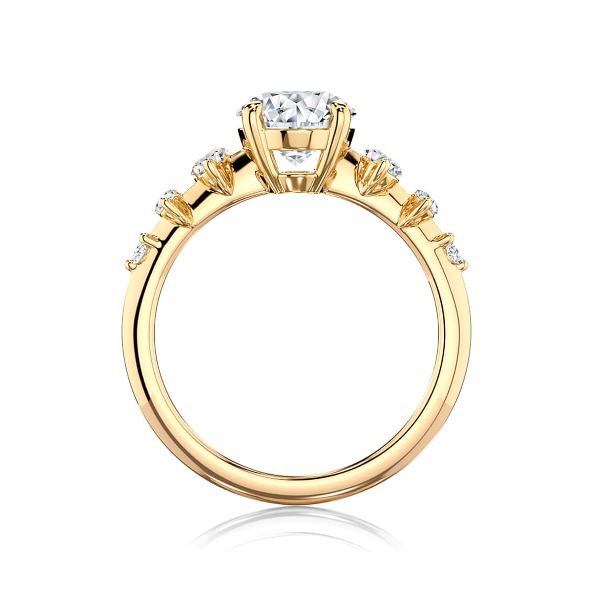 Oval Diamond Engagement Ring with Side Stones in Yellow Gold | Astrid