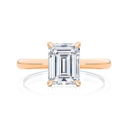 Emerald Diamond Solitaire Engagement Ring in Rose Gold | Attica