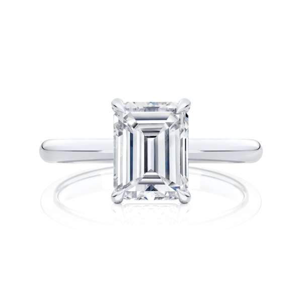 Emerald Diamond Solitaire Engagement Ring in White Gold | Attica