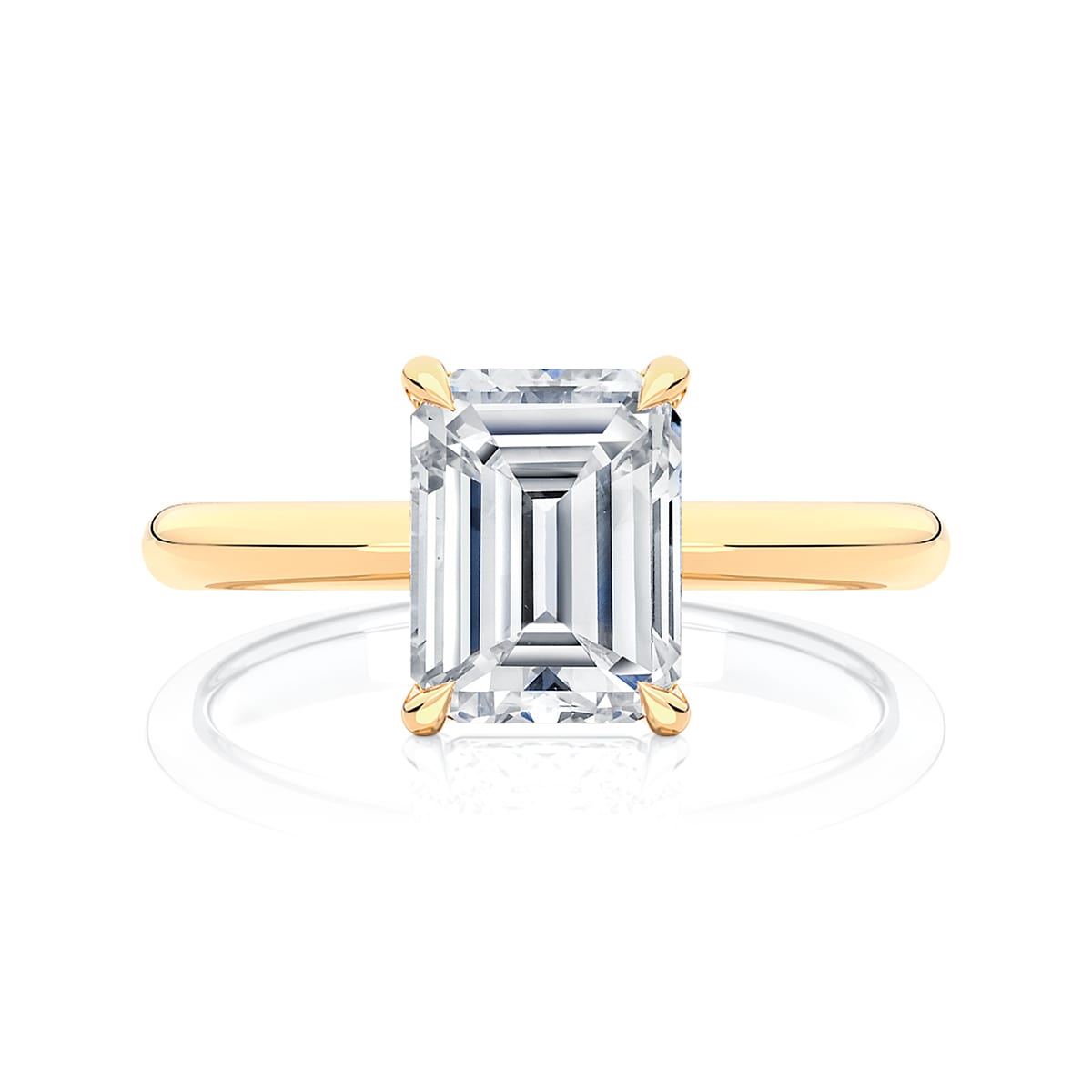 Emerald Diamond Solitaire Engagement Ring in Yellow Gold | Attica