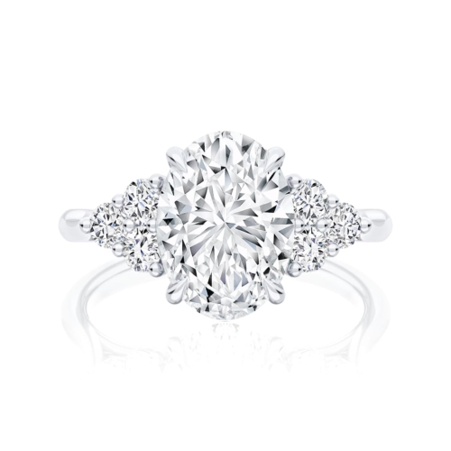 Oval Diamond Engagement Ring with Side Stones in Platinum | Cassiopeia