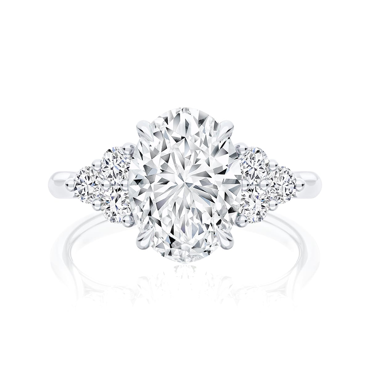 Oval Diamond Engagement Ring with Side Stones in Platinum | Cassiopeia