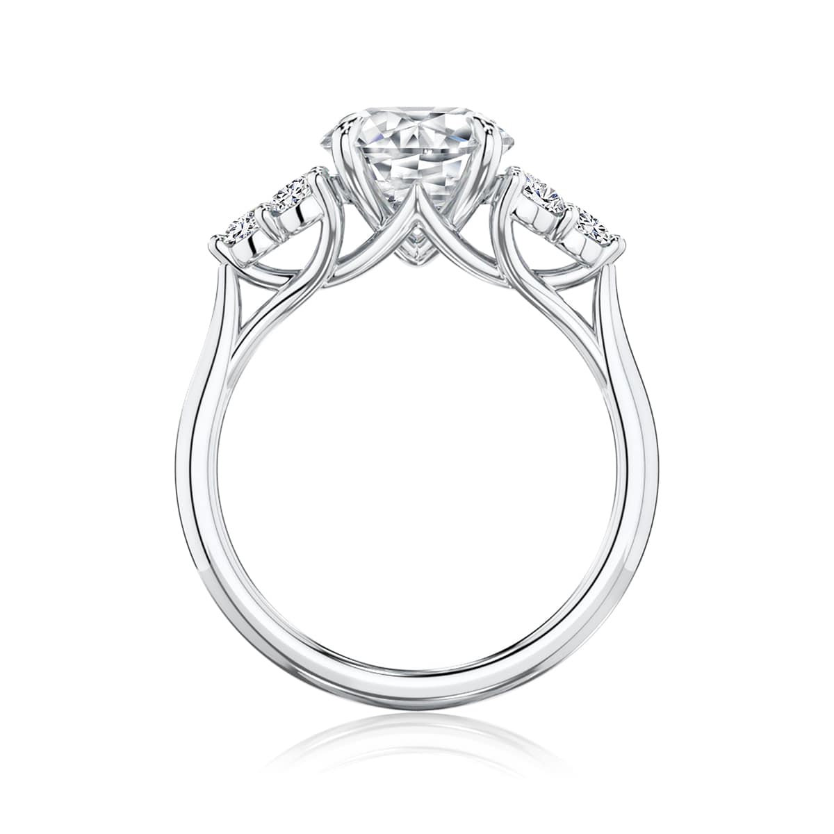 Oval Diamond Engagement Ring with Side Stones in Platinum | Cassiopeia