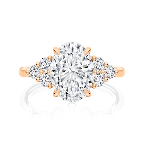 Oval Diamond Engagement Ring with Side Stones in Rose Gold | Cassiopeia