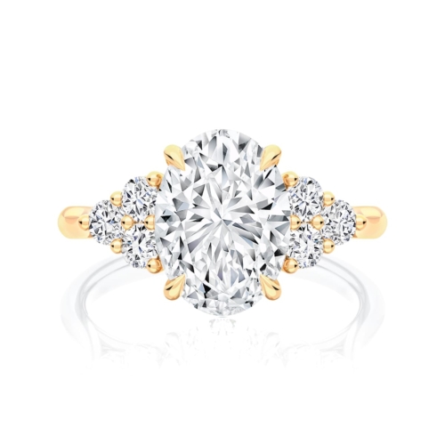 Oval Diamond Engagement Ring with Side Stones in Yellow Gold | Cassiopeia