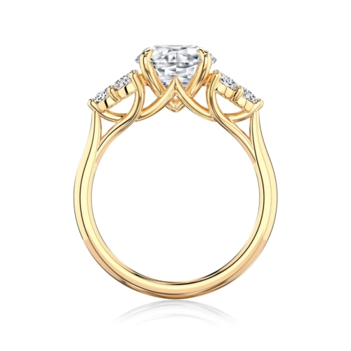 Oval Diamond Engagement Ring with Side Stones in Yellow Gold | Cassiopeia