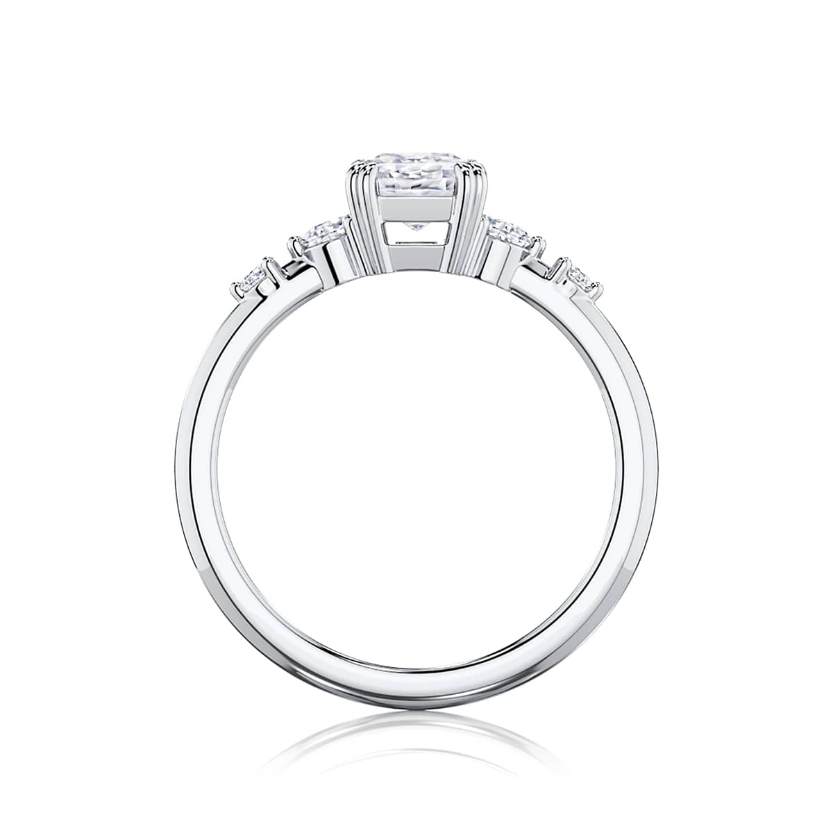 Radiant Diamond Engagement Ring with Side Stones in Platinum | Delia