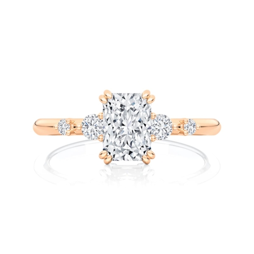 Radiant Diamond Engagement Ring with Side Stones in Rose Gold | Delia