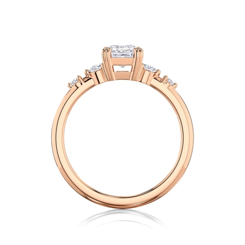 Radiant Diamond Engagement Ring with Side Stones in Rose Gold | Delia