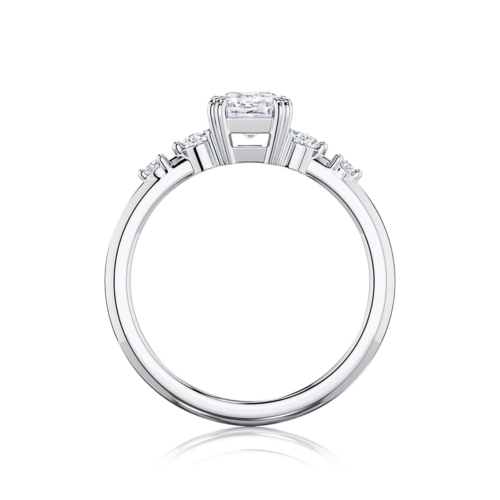 Radiant Diamond Engagement Ring with Side Stones in White Gold | Delia