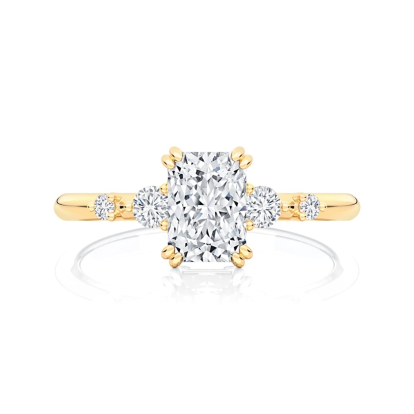 Radiant Diamond Engagement Ring with Side Stones in Yellow Gold | Delia