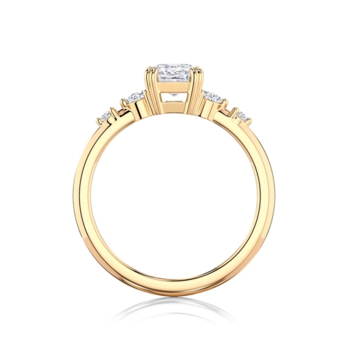 Radiant Diamond Engagement Ring with Side Stones in Yellow Gold | Delia