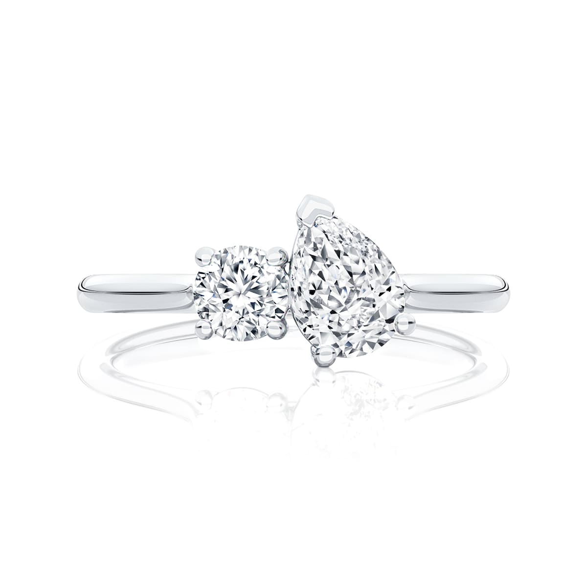 Pear Diamond Toi et Moi Engagement Ring in Platinum | Duet