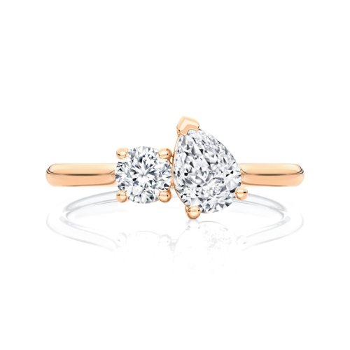 Pear Diamond Toi et Moi Engagement Ring in Rose Gold | Duet