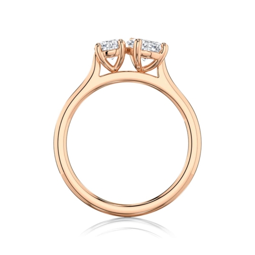 Pear Diamond Toi et Moi Engagement Ring in Rose Gold | Duet