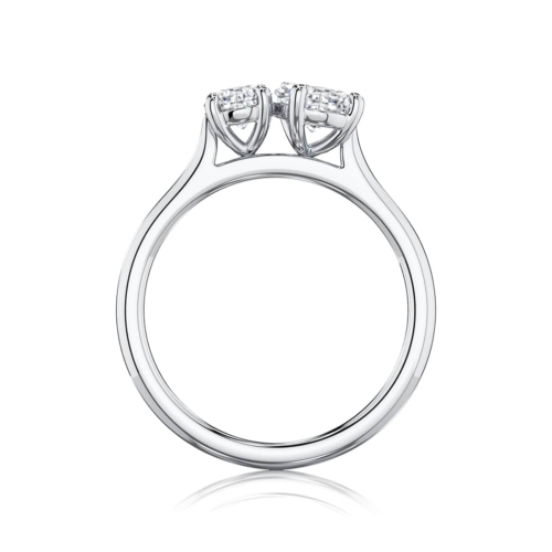 Pear Diamond Toi et Moi Engagement Ring in White Gold | Duet