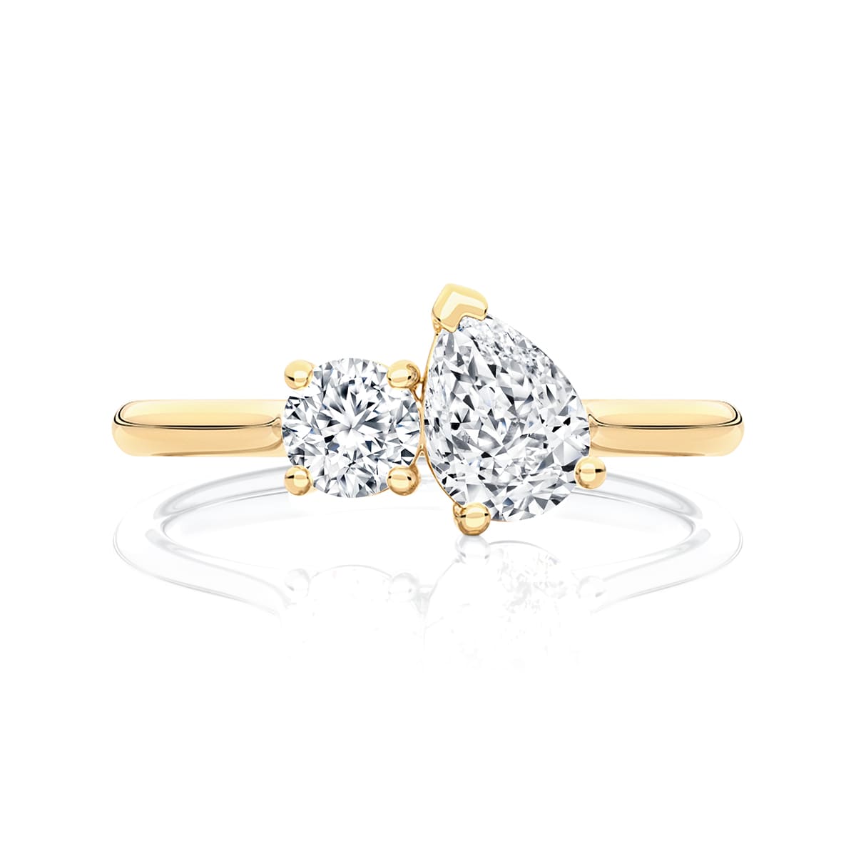 Pear Diamond Toi et Moi Engagement Ring in Yellow Gold | Duet