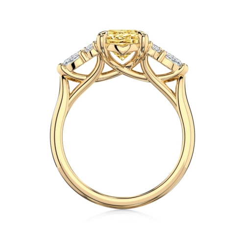 Oval Yellow Diamond Engagement Ring with Side Stones in Yellow Gold | Fancy Yellow Cerulean