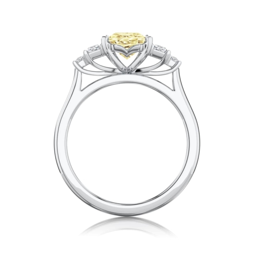 Emerald Yellow Diamond Engagement Ring with Side Stones in Platinum | Fancy Yellow Geneva