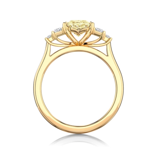 Emerald Yellow Diamond Engagement Ring with Side Stones in Yellow Gold | Fancy Yellow Geneva