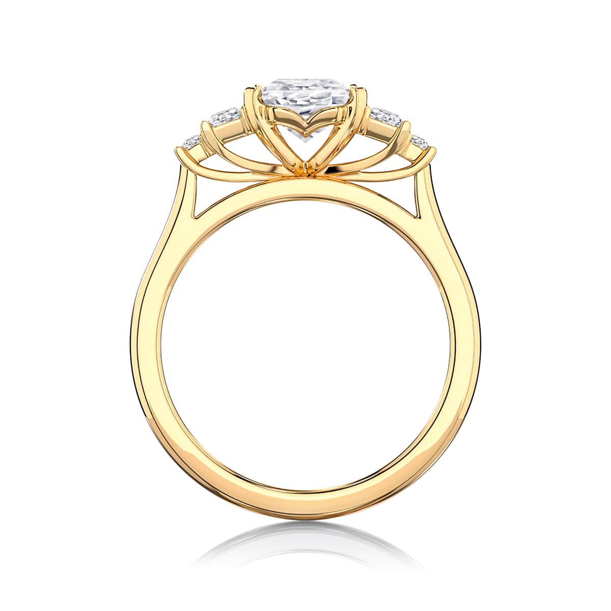 Emerald Diamond Engagement Ring with Side Stones in Yellow Gold | Geneva