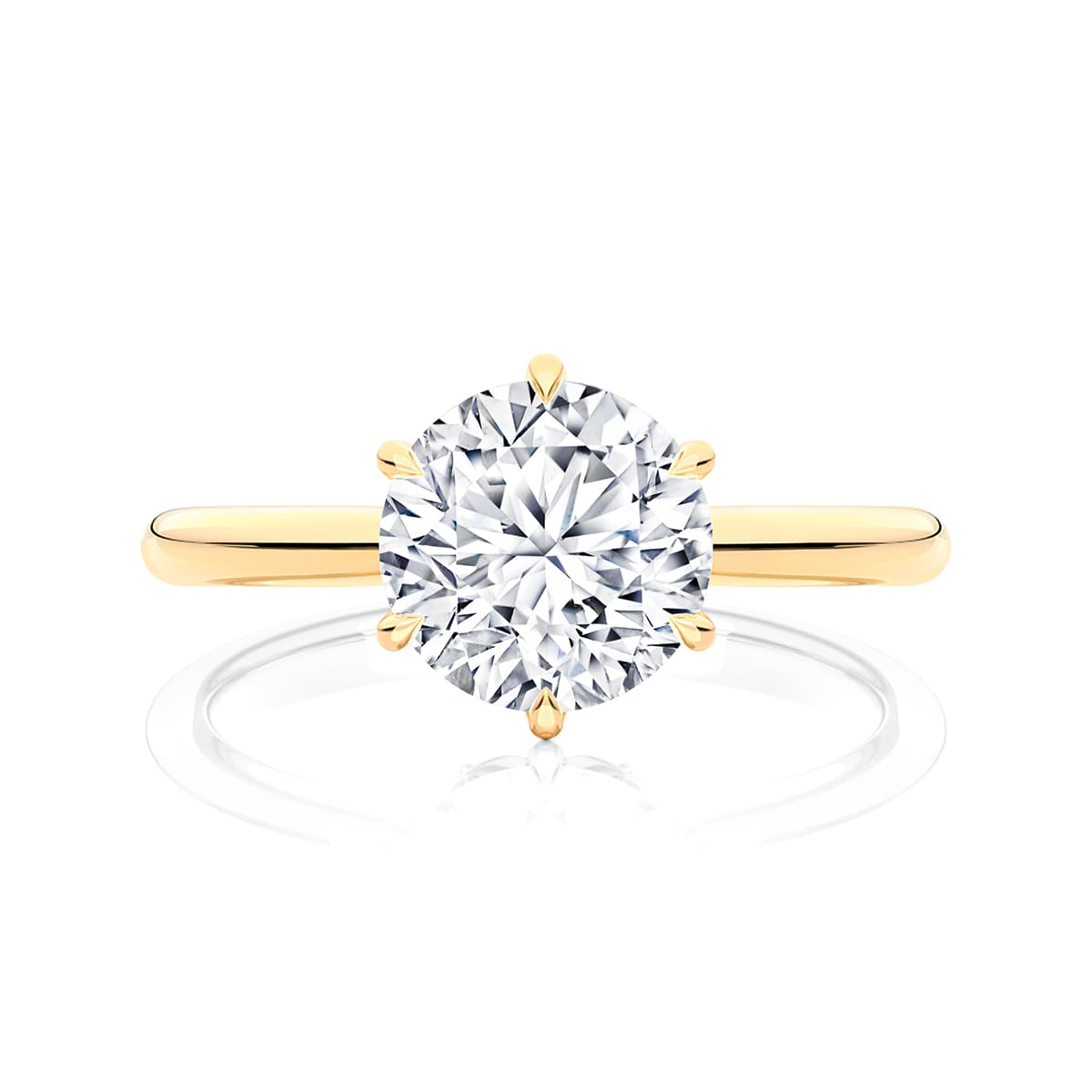 Round Diamond Solitaire Engagement Ring in Yellow Gold | Hera