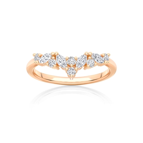 Diamond Contoured Wedding Ring in Rose Gold | Liana