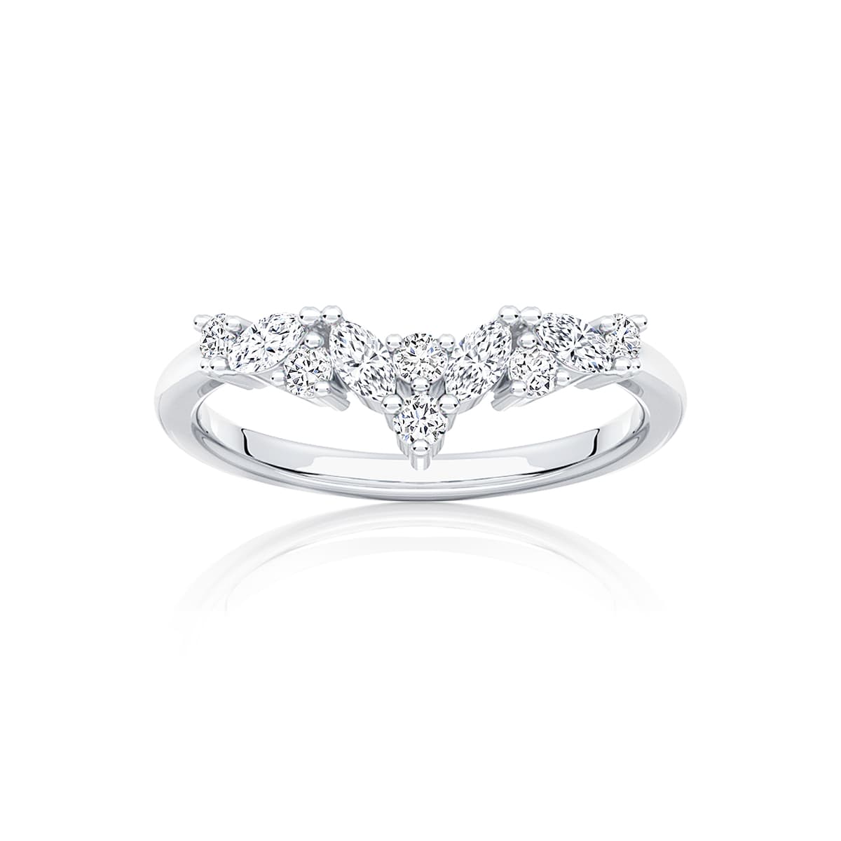 Diamond Contoured Wedding Ring in White Gold | Liana