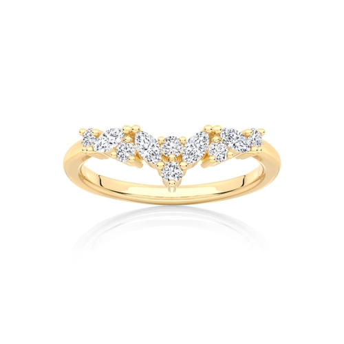 Diamond Contoured Wedding Ring in Yellow Gold | Liana