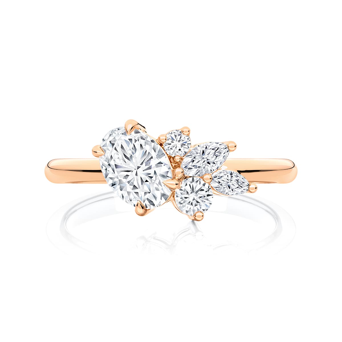 Oval Diamond Halo Engagement Ring in Rose Gold | Lochan