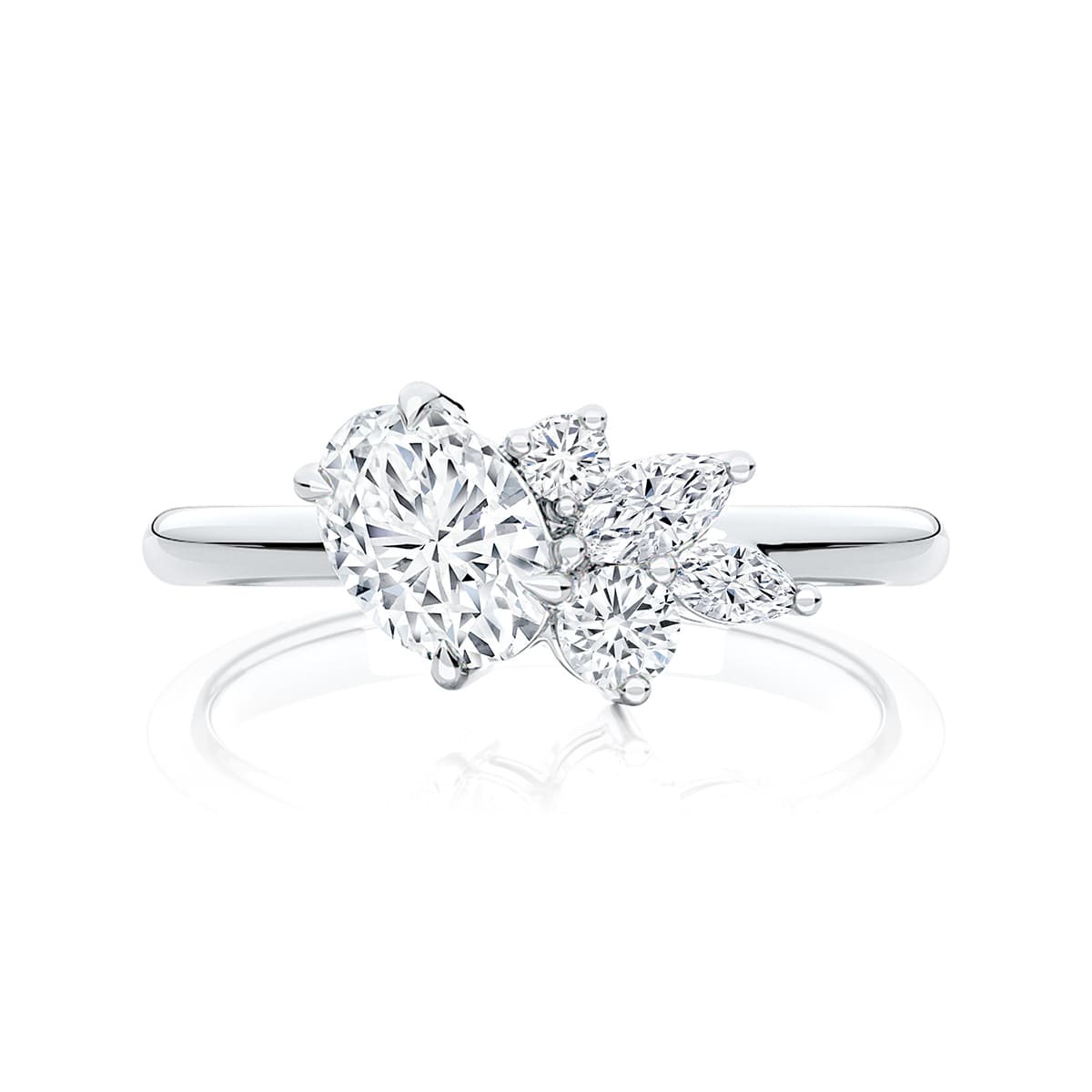 Oval Diamond Halo Engagement Ring in White Gold | Lochan