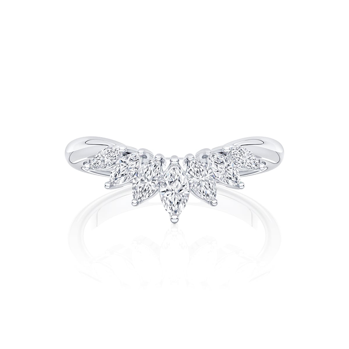 Diamond Contoured Wedding Ring in White Gold | Plume