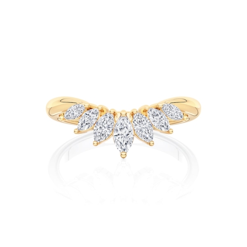 Diamond Contoured Wedding Ring in Yellow Gold | Plume