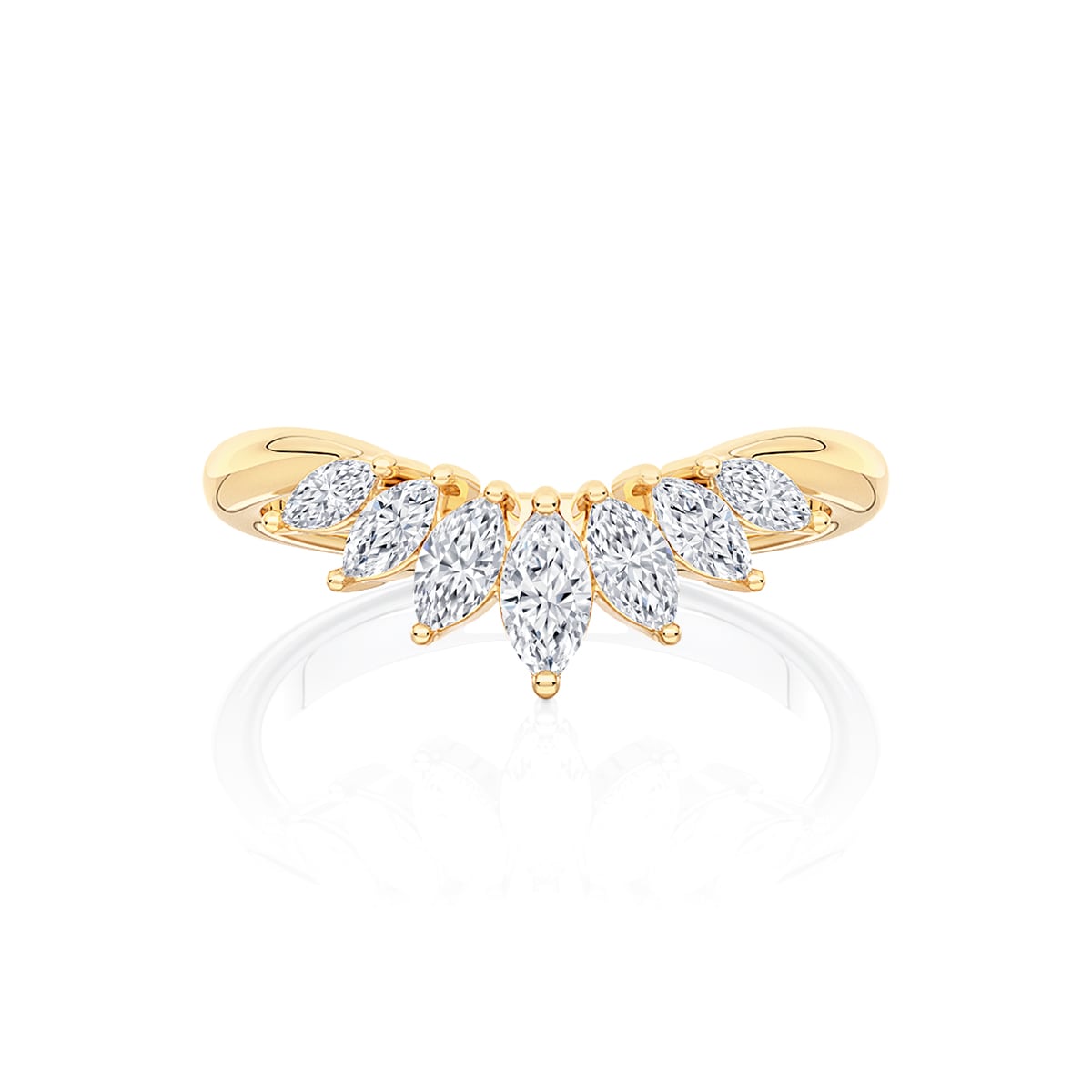 Diamond Contoured Wedding Ring in Yellow Gold | Plume