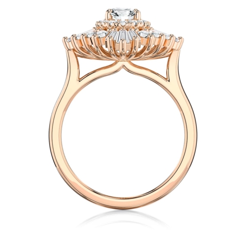 Oval Diamond Halo Engagement Ring in Rose Gold | Starburst