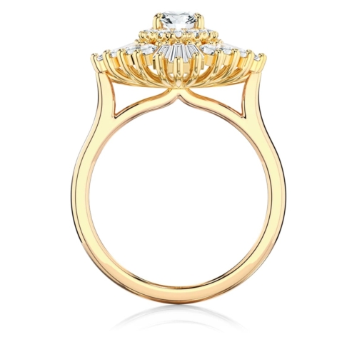 Oval Diamond Halo Engagement Ring in Yellow Gold | Starburst