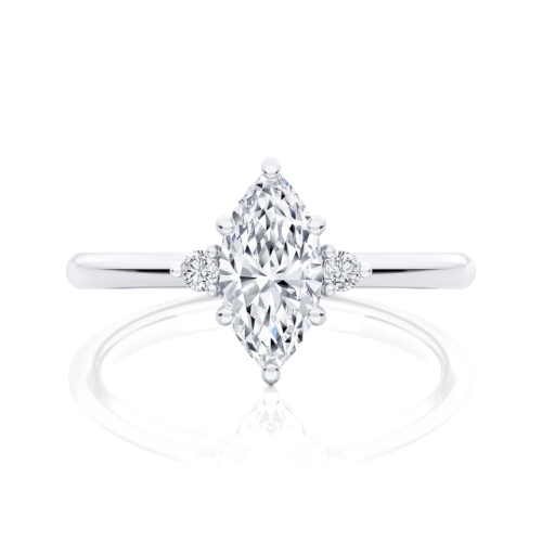 Marquise Diamond Three Stone Engagement Ring in Platinum | Trieste