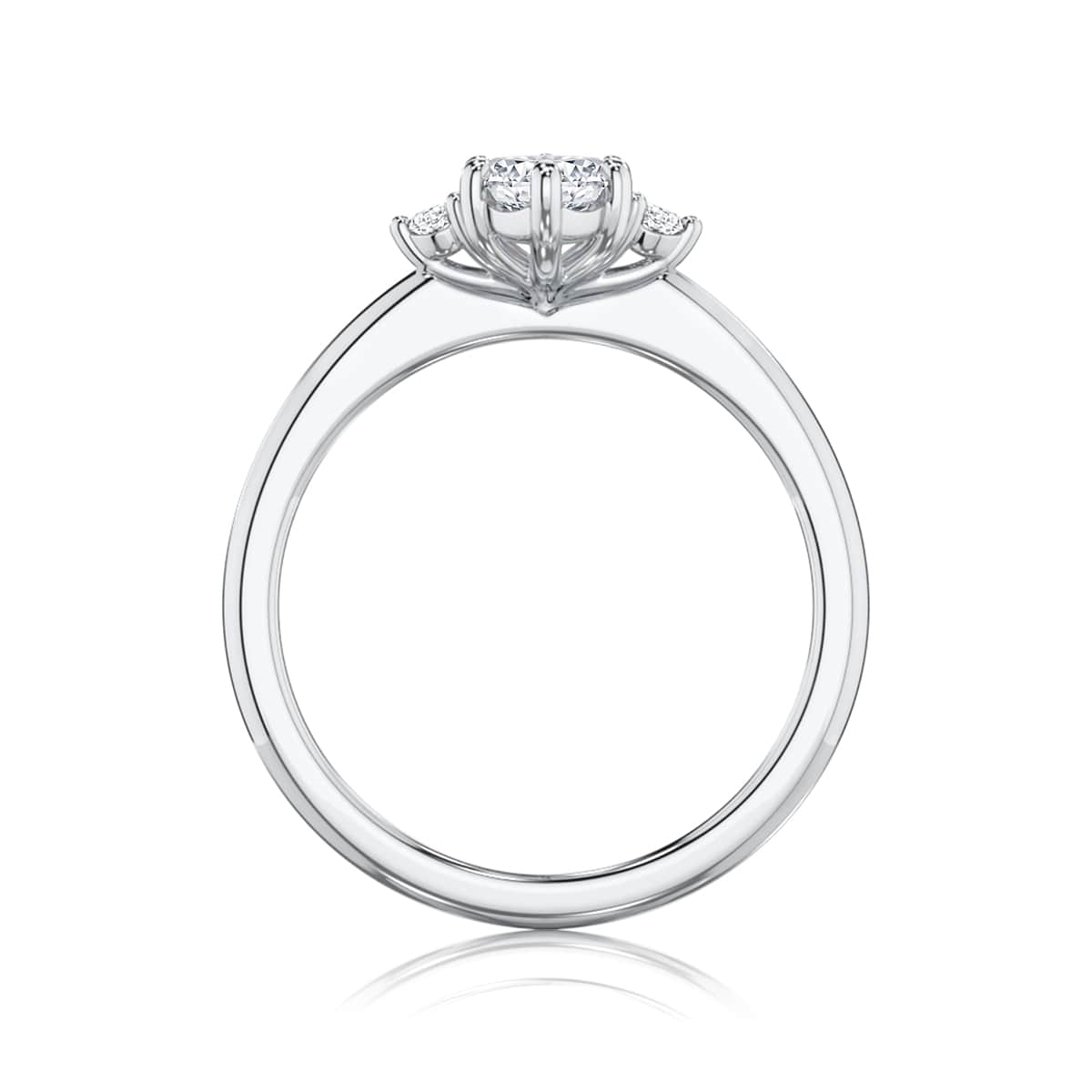 Marquise Diamond Three Stone Engagement Ring in White Gold | Trieste