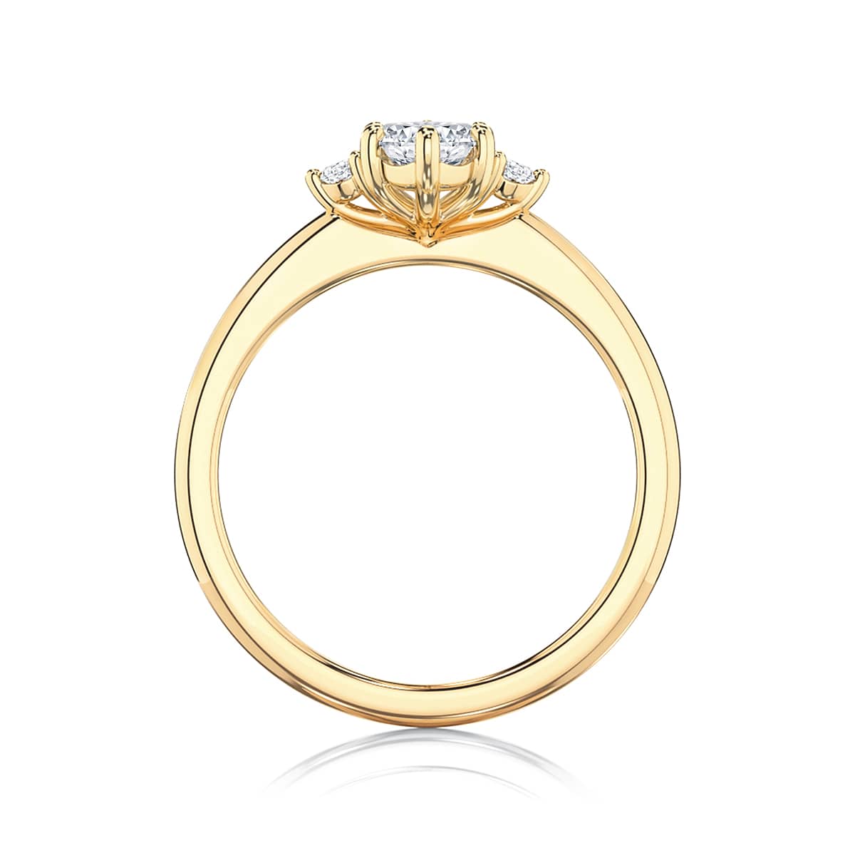 Marquise Diamond Three Stone Engagement Ring in Yellow Gold | Trieste